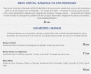 Menu Les Vignes du Liban - Le menu ramadan à 21€ et les mézzés libanais