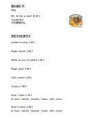 Menu Mian Mian - Les bobuns et desserts