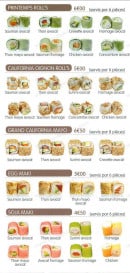 Menu Okinawa Sushi - Les printemps rolls, california oignon roll's,.....egg maki  et soja maki