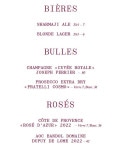 Menu Sharma Ji - Les bières, bulles et vins rosés