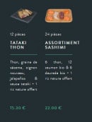 Menu Sushi soba - Les sashimis, tatakis et tiraditos suite