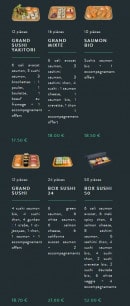 Menu Sushi soba - Les plateaux page 2