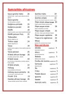 Menu African lounge - Les specialites africaines