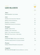 Menu Chez Cézanne - Les vins blancs