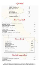 Menu La Trattoria d'Auteuil - Les apéritifs, cocktails, ...