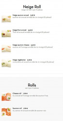 Menu Resto Yummy - Neige roll et rolls