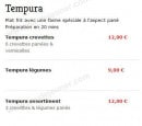 Menu Saveurs de Tokyo - Les tempuras 