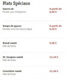 Menu Saveurs de Tokyo - Les plats spéciaux 