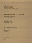 Menu Tse Yang - Les menus