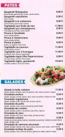 Menu El Bayamo - Pâtes et salades