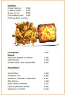 Menu Le Bar Belge - Les snacks , desserts et sandwichs