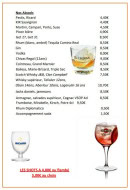 Menu Le Bar Belge - Les alcools