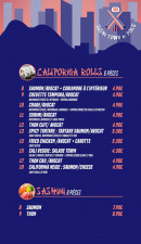 Carte et menu de Sushi Town & poke à Paris 17 — California rolls et sashimi