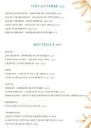 Menu Venice - Les vins au verres et bouteilles