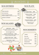 Menu Vini Monte - Les entrées, plats, ...