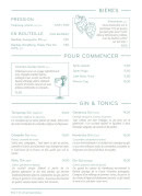 Menu Zoku - Les bières, pour commencer et gins,...