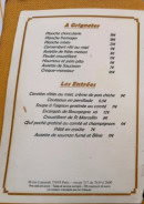 Carte et menu de Au Relais à Paris 18 — Grignoter, les entrees