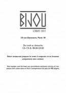 Menu Bijou - Carte et menu Bijou Paris 18
