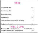 Menu Bulot Bulot - Les softs et bières &amp; cidre