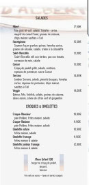 Menu Café Albert - Les salades, croques et omelletes