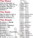 Menu Café Francoeur - Les vins