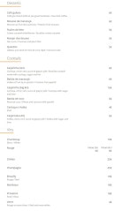 Menu Carajas - Les desserts, cocktails et vins