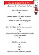 Menu Chez Ma Cousine - Exemple de menu cabaret