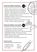 Menu Chez Zena - Entrées et plat 