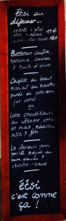 Menu Étsi - Un exemple d' ardoise du jour