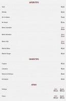 Menu Le Grand Phénicien - Les apéritifs, digestifs et arak