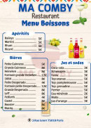 Menu Ma Comby - Les apéritifs, bières et jus,...