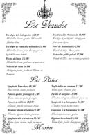 Menu Marius Restaurant - Les viandes et pâtes 