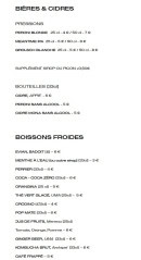 Menu Pagaille - Les bières, cidres et boissons froides