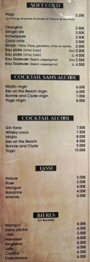 Menu Sai Lounge - Les softs, cocktails sans alcools et  bières,...