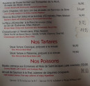 Menu Le jaurès - Les tartares et poissons