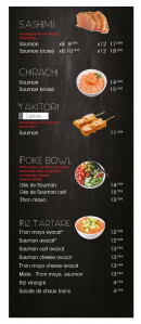 Menu Little Italy - Les sashimi, chirachi et yakitori,..