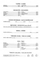 Carte et menu de Pizzeria Franco et Giacomo à Paris 19 — Les cafés, digestifs, boissons, vins...