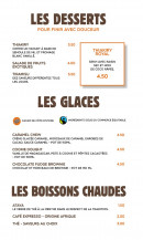 Menu Afrik'N'Fusion - Les desserts, glaces et boissons chaudes