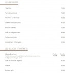 Menu Café Gambetta - Les desserts, glaces