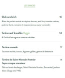 Menu La Villa Gambetta - Les snacks