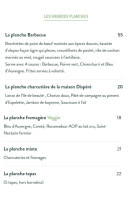 Menu La Villa Gambetta - Les grandes planches