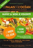 Carte et menu de Le palais de l' ocean à Paris 20 — Buffet a wok a volonté