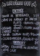 Menu Les Pères PoPulaires - Exemple de menu