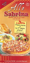 Menu Pizza Sabrina - Carte et menu Allo Sabrina Paris