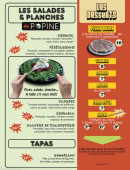 Menu Popine - Les salades, tapas et desserts