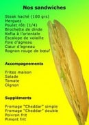 Carte et menu de Rôtisserie des Maraichers à Paris 20 — Les sandwiches,salades...