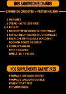 Carte et menu de Rôtisserie des Maraichers à Paris 20 — Les sandwiches chauds,fromages...