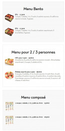 Menu Sushi King - Menus bento, menu pour 2 / 3 personnes et menu composé