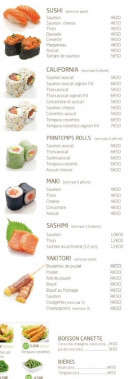 Menu Sushi Sun II - Les sushi, california et yakitori,.