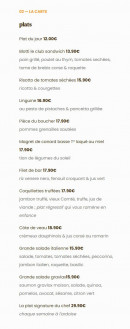 Menu Blotti - Les plats